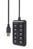 Kép Gembird UHB-U2P10P-01 10-port USB 2.0 hub, black (UHB-U2P10P-01)