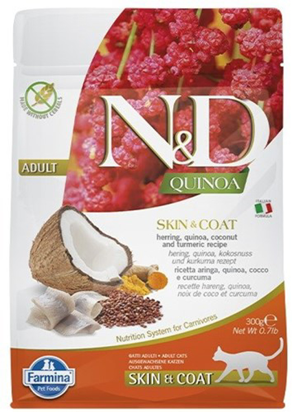 Kép FARMINA N&D Quinoa Skin&Coat Cat Herring and Coconut Adult - dry cat food - 300 g (PND0030016)