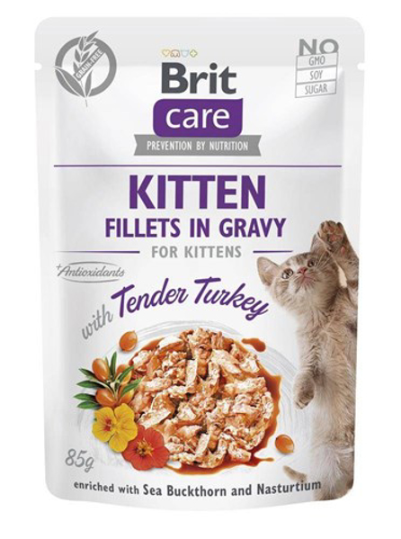 Kép BRIT Care Cat Kitten Tender Turkey Pouch - wet cat food - 85 g