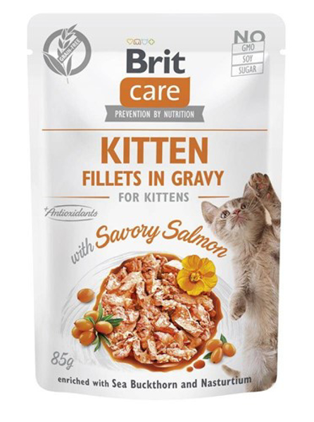 Kép BRIT Care Cat Kitten Savory Salmon Pouch - wet cat food - 85 g
