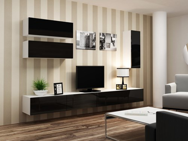 Kép Cama Living room cabinet set VIGO 13 white/black gloss