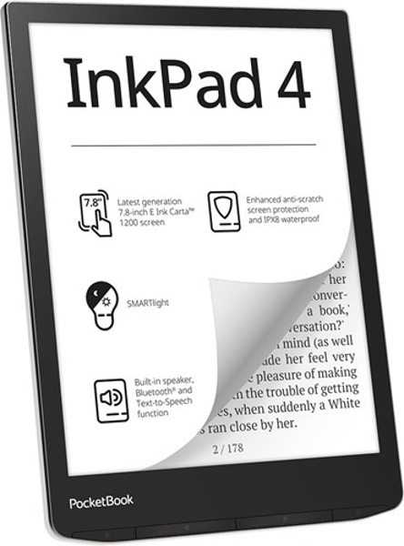 Kép PocketBook InkPad 4 e-book reader Touchscreen 32 GB Wi-Fi Black, Silver (PB743G-U-WW)