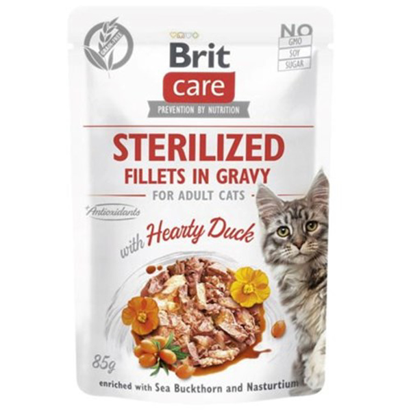 Kép BRIT Care Cat Sterilized Hearty Duck Pouch - wet cat food - 85 g