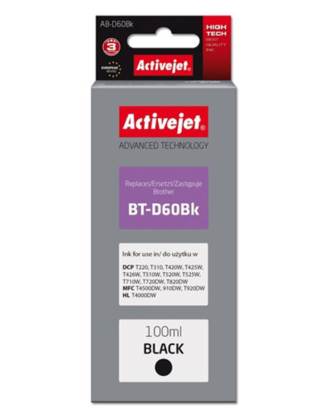 Kép Activejet AB-D60Bk Ink Bottle (Replacement for Brother BT-D60Bk, Supreme, 100 ml, black) (Brother BT-D60Bk)