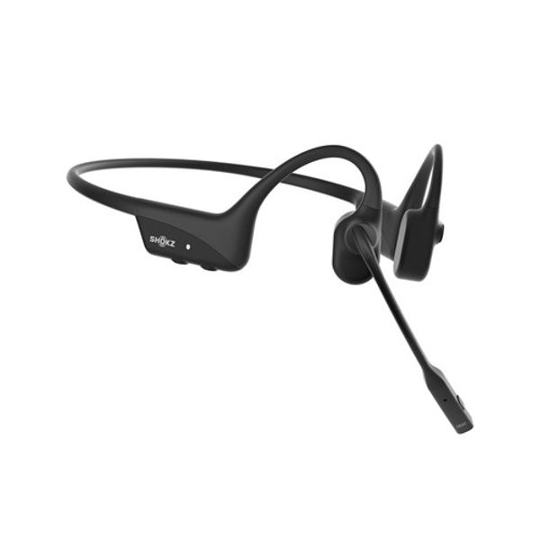 Kép SHOKZ OpenComm2 Wireless Bluetooth Bone Conduction Videoconferencing Headset | 16 Hr Talk Time, 29m Wireless Range, 1 Hr Charge Time | Includes Noise Cancelling Boom Mic, Black (C110-AN-BK) (0810092677260)
