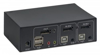 Kép Manhattan DisplayPort 1.2 KVM Switch 2-Port, 4K@60Hz, USB-A 3.5mm Audio Mic Connections, Cables included, Audio Support, Control 2x computers from one pc mouse screen, USB Powered, Black, Three Year Warranty, Boxed (153546)