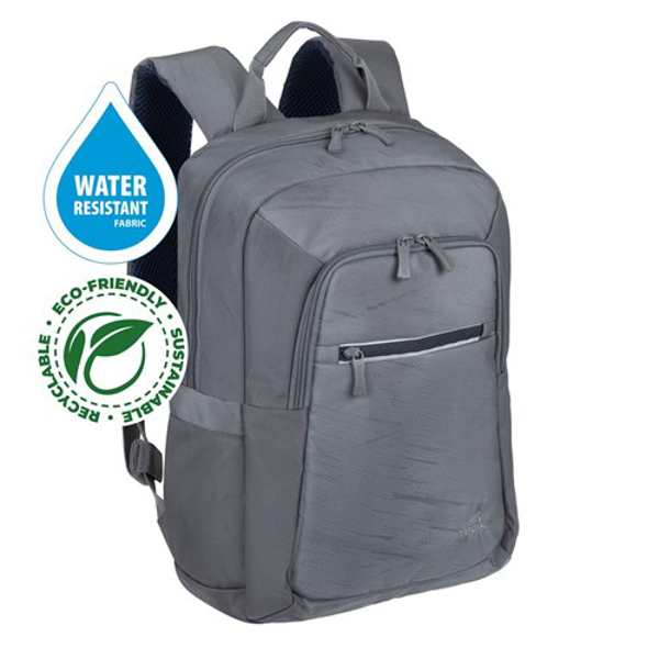 Kép RIVACASE 7523 Alpendorf ECO 13.3-14'' Laptop Backpack, grey, waterproof material, eco rPET, pockets for smartphone, documents, accessories, water bottle or umbrella (RC7523_GY)