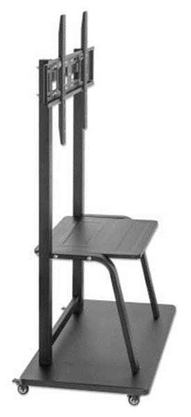 Kép Manhattan TV & Monitor Mount, Trolley Stand, 1 screen, Screen Sizes: 37-100'', Black, VESA 200x200 to 800x600mm, Max 150kg, Shelf and Base for Laptop or AV device, Height-adjustable to four levels: 862, 916, 970 and 1024mm, LFD, Lifetime Warranty (462334)