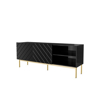 Kép ABETO RTV cabinet on golden steel frame 150x42x60 black/gloss black (ABETORTV15+ST C)